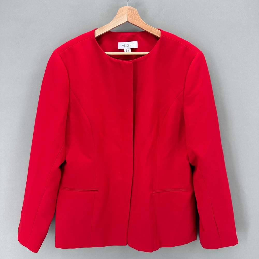 ALIGNE Daphne Long Waisted Red Blazer Womens 14 Academia Office Capsule Luxury